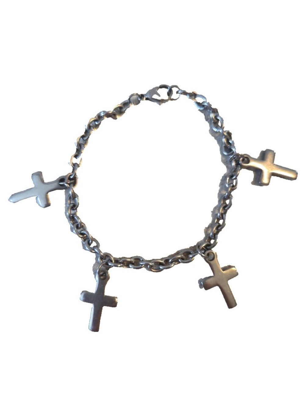 Multi Cross Charm Bracelet Lobster Lock Stainless QVC Steel by Design